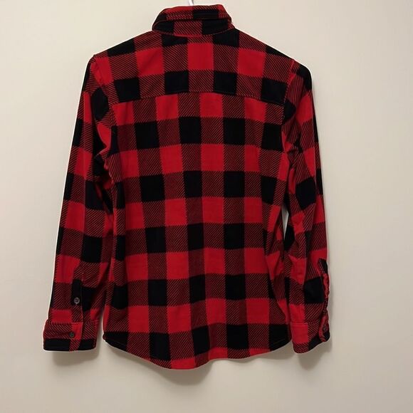 The Childrens Place size 10/12 boys red/black flannel plaid button up shirt. - Picture 3 of 5